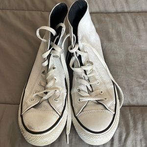 White leather converse high tops